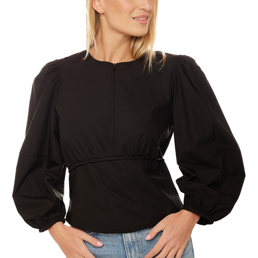 Caes Poplin Corset Top - Black